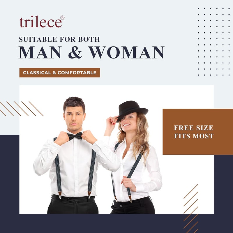 Trilece Mens Suspenders Solid Straight Clip Adjustable Y Back Costume Wedding Prom Tuxedo Dress Suspenders - Image 4